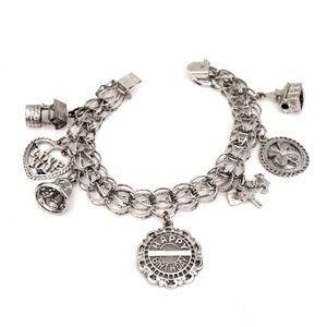 Sterling Silver Charm Bracelet Length 7 in Vintage 7 Charms 925 Pat. 3308517